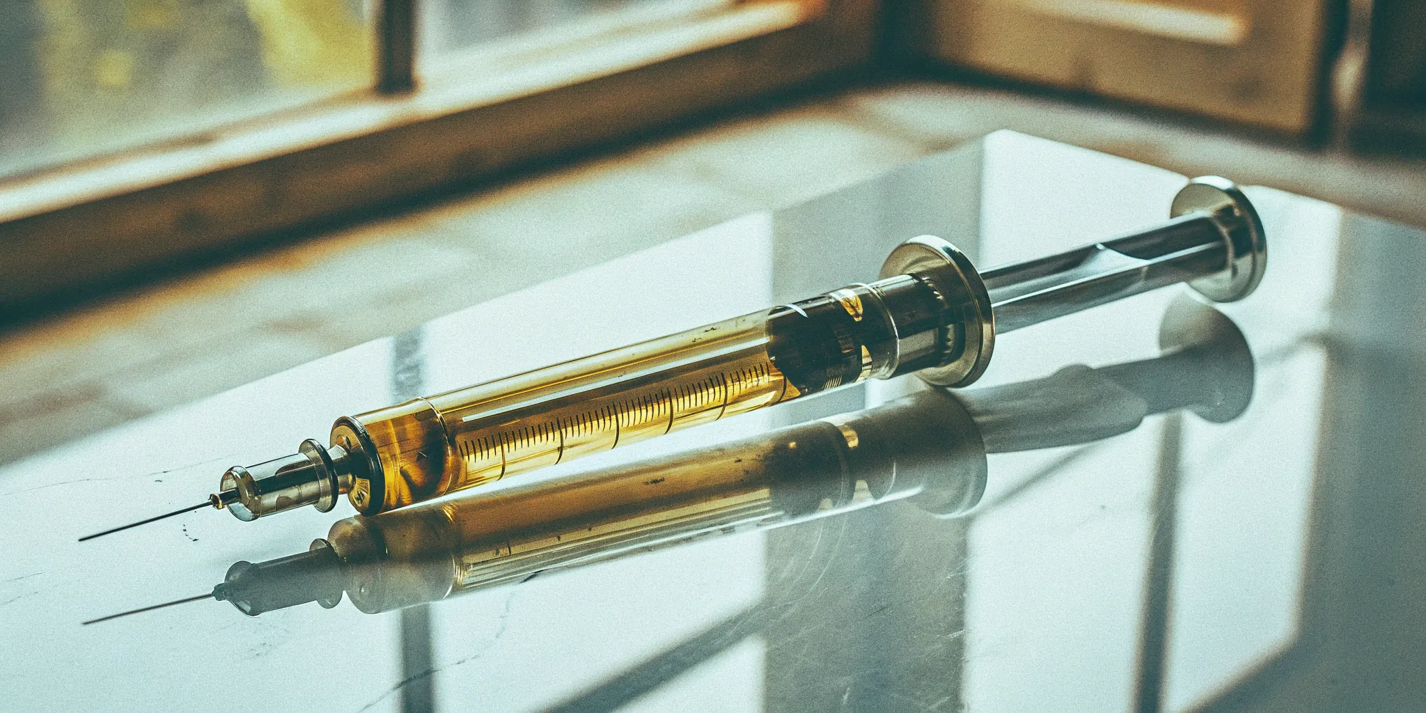 A syringe prepared for a PRP injection, a primary factor in the treatment's cost.