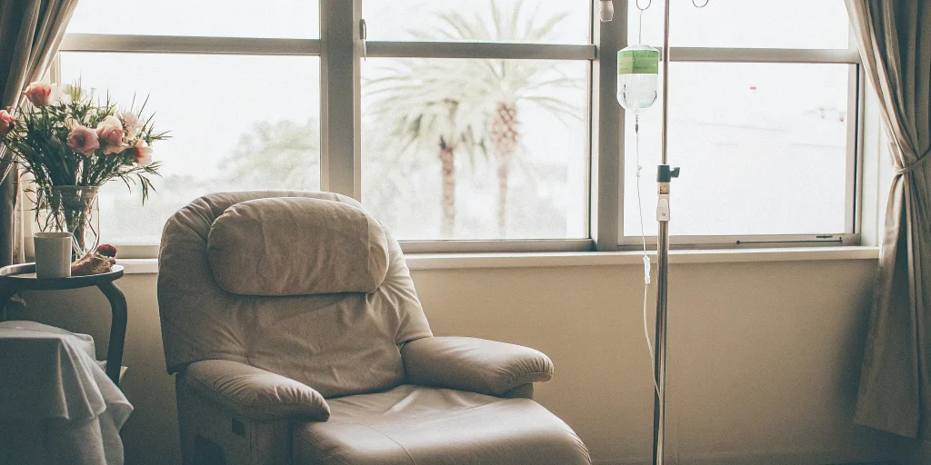 Exosome IV infusion therapy station in a professional longevity clinic.