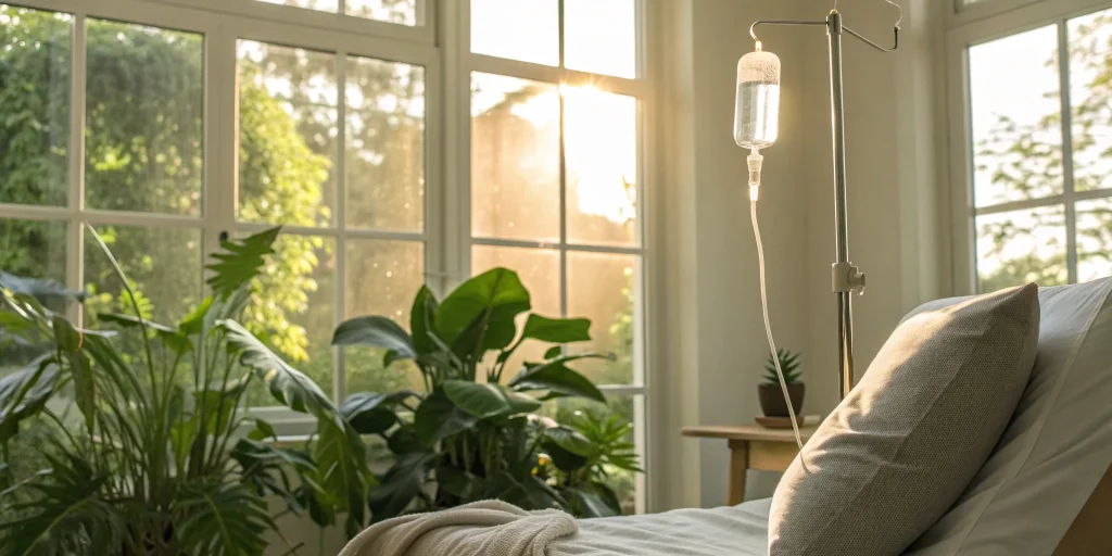 Exosome IV therapy treatment delivering regenerative benefits for cellular health.