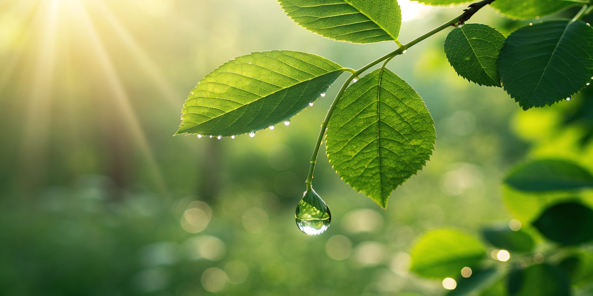 Sunlit green leaves representing natural exosome therapy for rheumatoid arthritis.