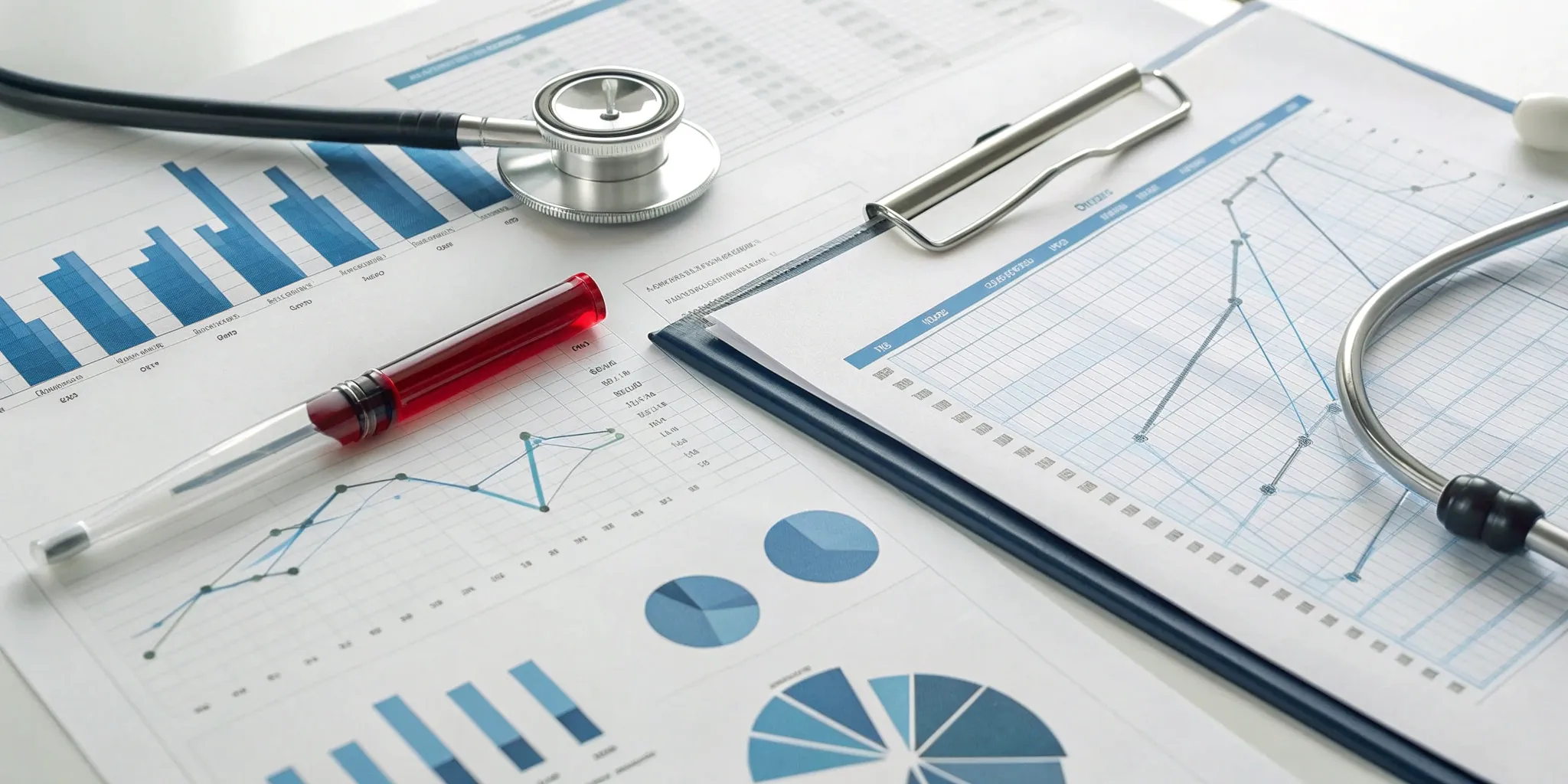 A stethoscope and medical charts used to budget the cost of stem cell therapy for autism.