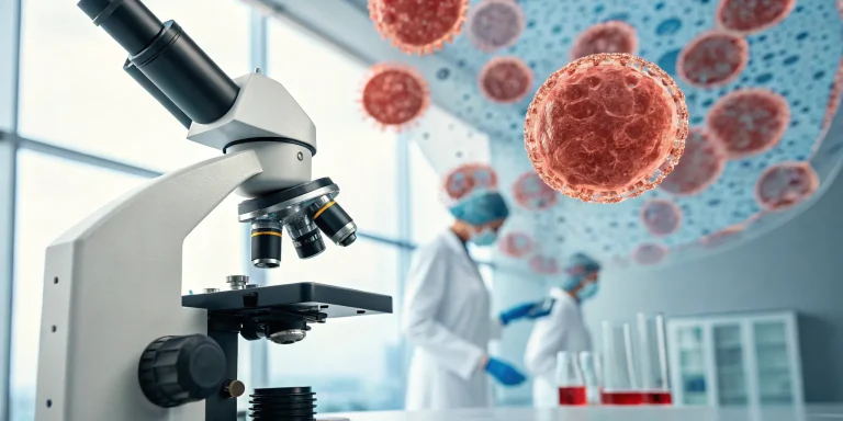 Regenerative medicine research in a lab using stem cells to treat autoimmune disease.