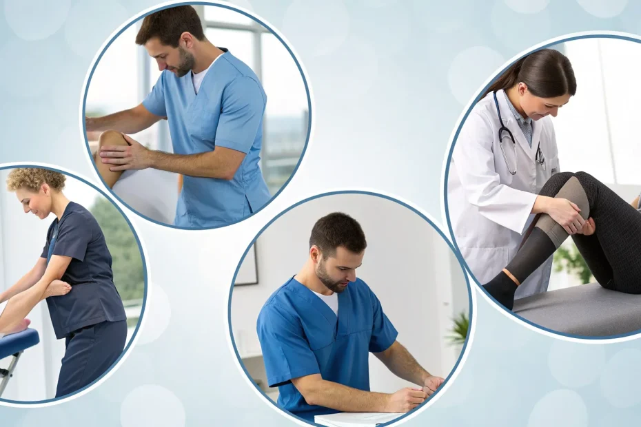 A doctor explaining the best non-surgical treatment options for knee pain.