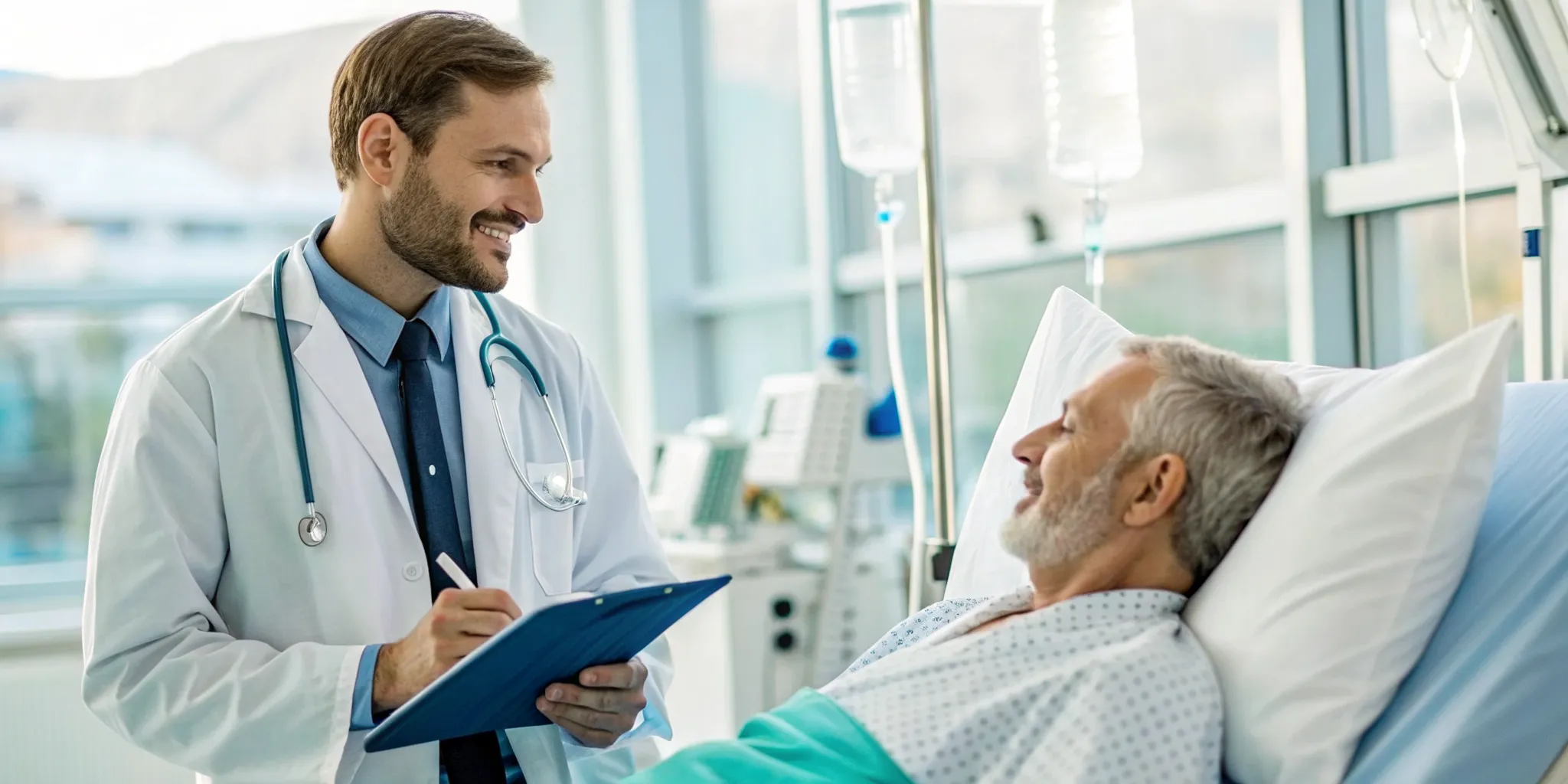 Doctor discussing the cost of stem cell injections for back pain with a patient.