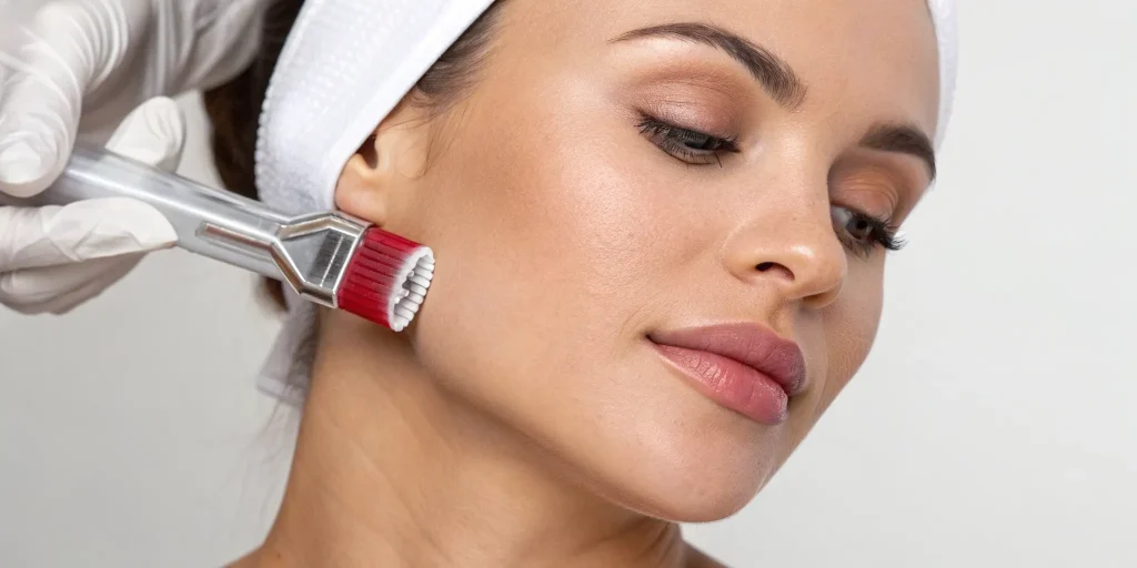 Exosome microneedling treatment for smoother, firmer skin and enhanced collagen production.
