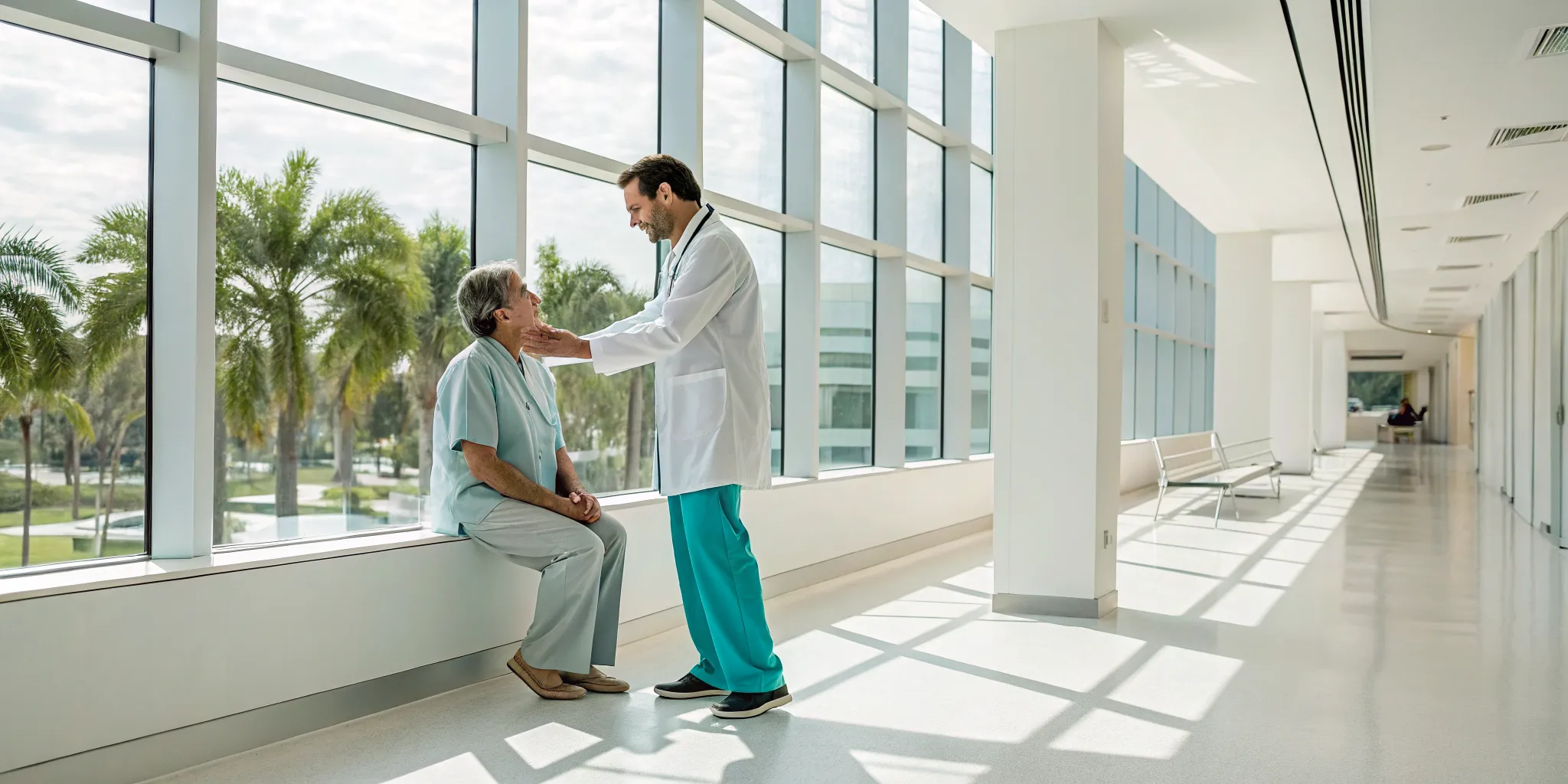 A patient consults with one of the best shoulder pain doctors in a Miami clinic.