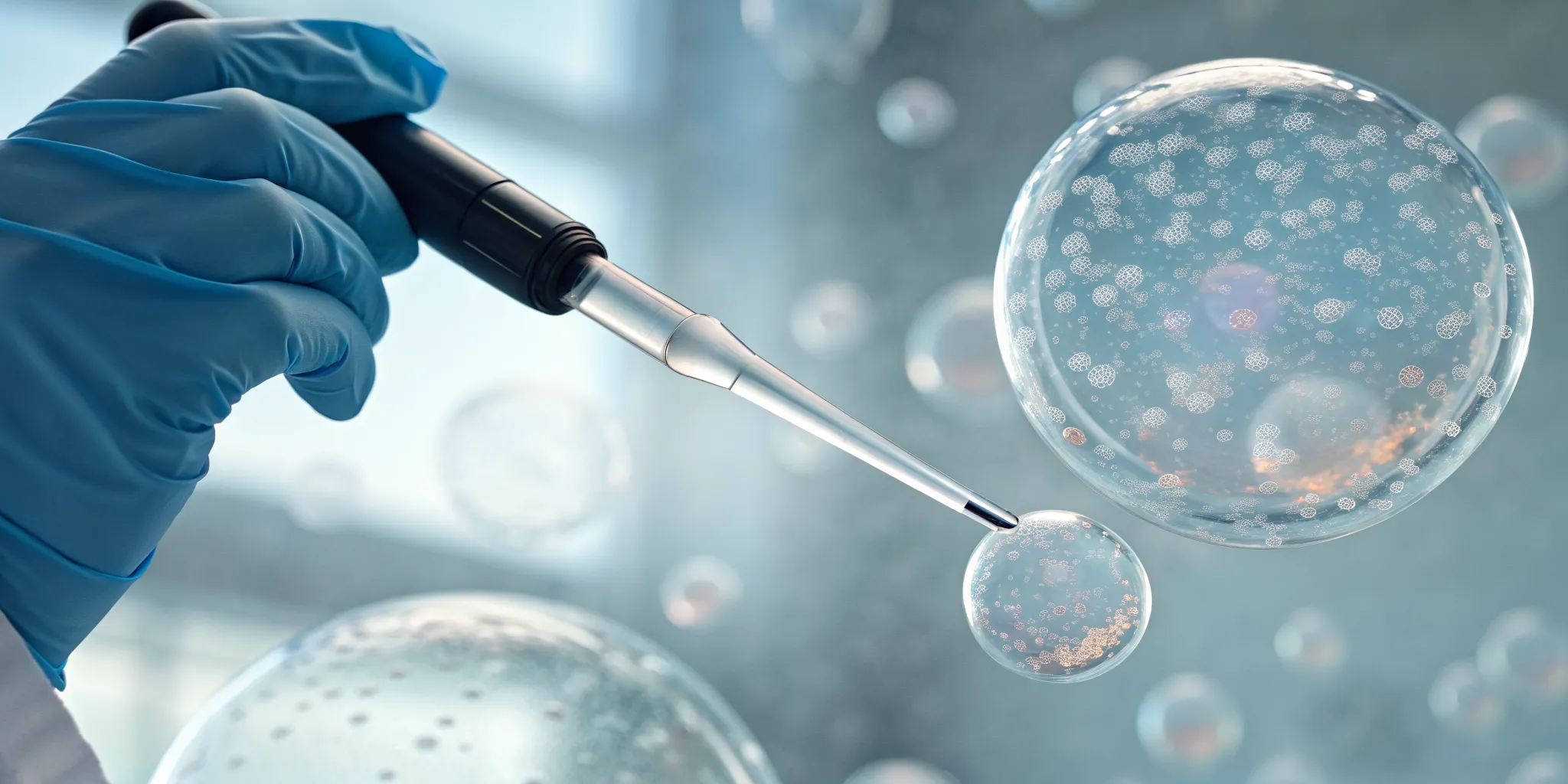 Scientist with a pipette preparing the best stem cell therapy in a lab.