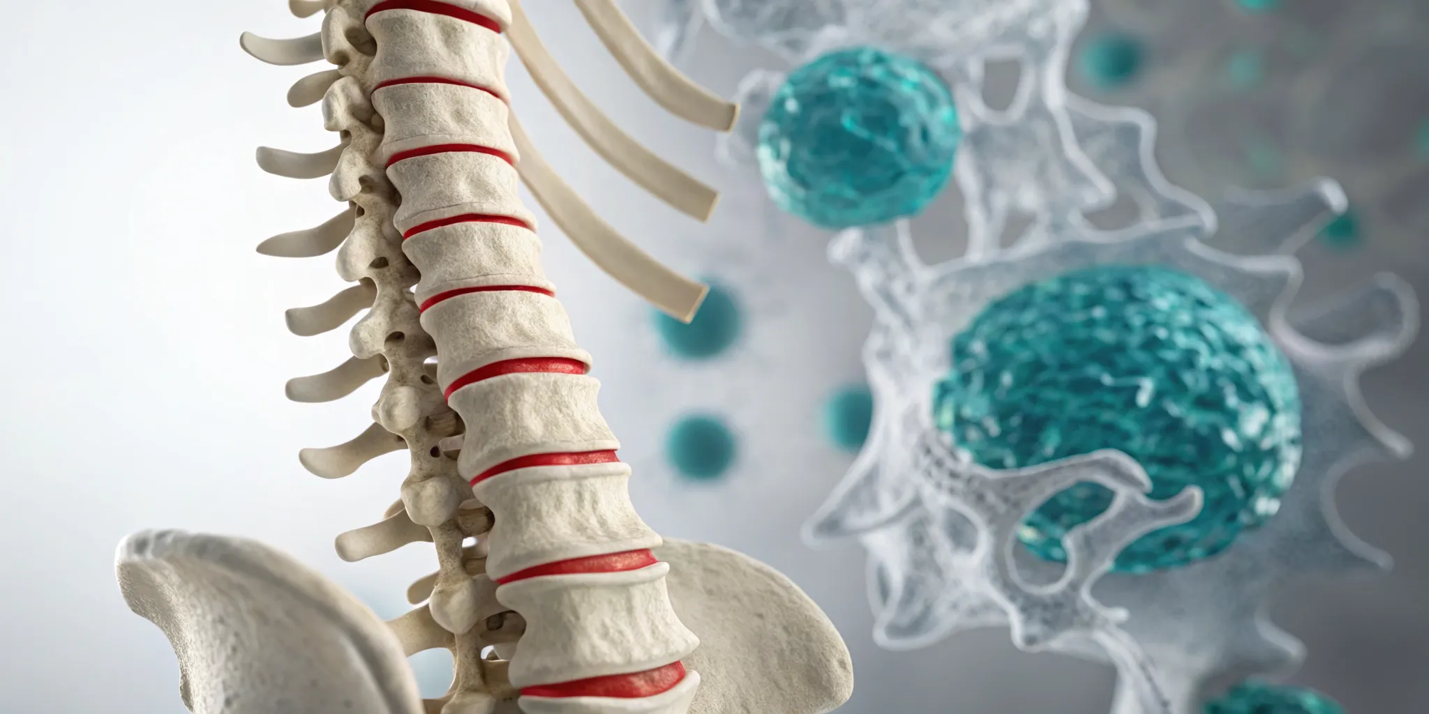Stem cell therapy targeting a degenerative disc in a model of the human spine.