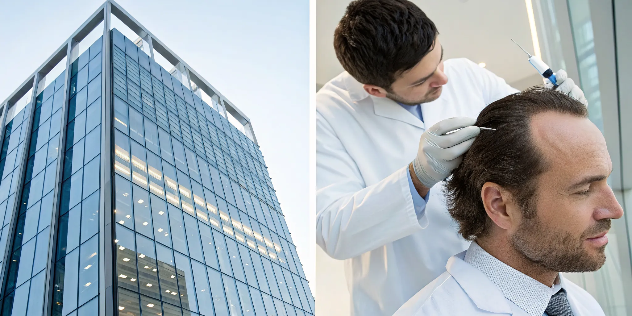 Doctor applying one of the best exosome treatments for hair growth to a patient's scalp.