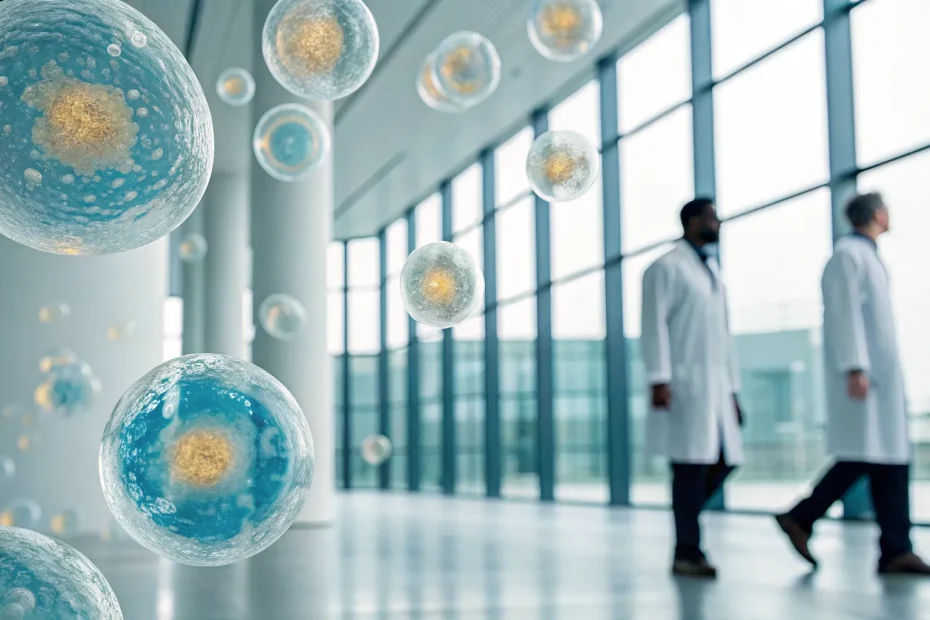 Scientists researching stem cell therapy, a medical treatment with favorable views.