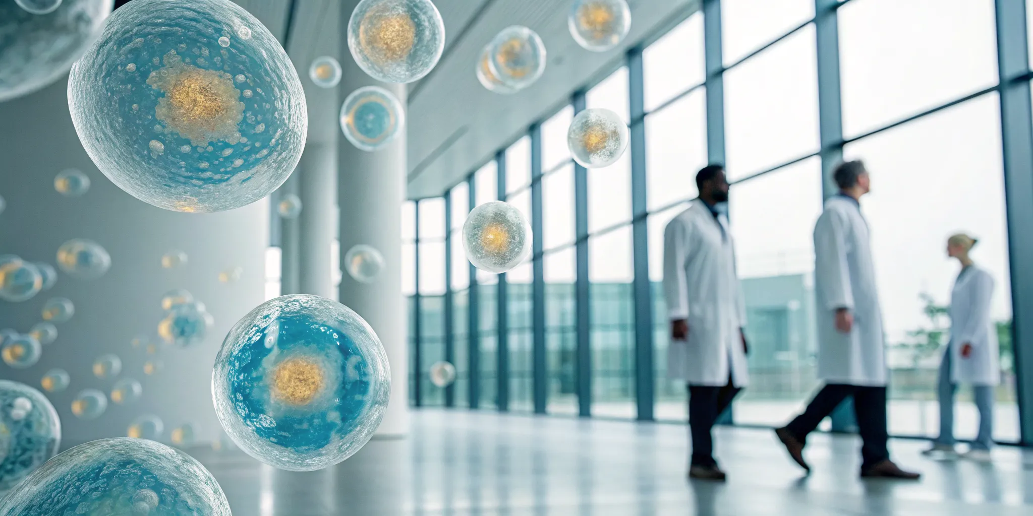 Scientists researching stem cell therapy, a medical treatment with favorable views.