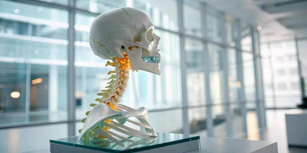 Model of the cervical spine, the area treated with stem cell therapy for disc herniation.