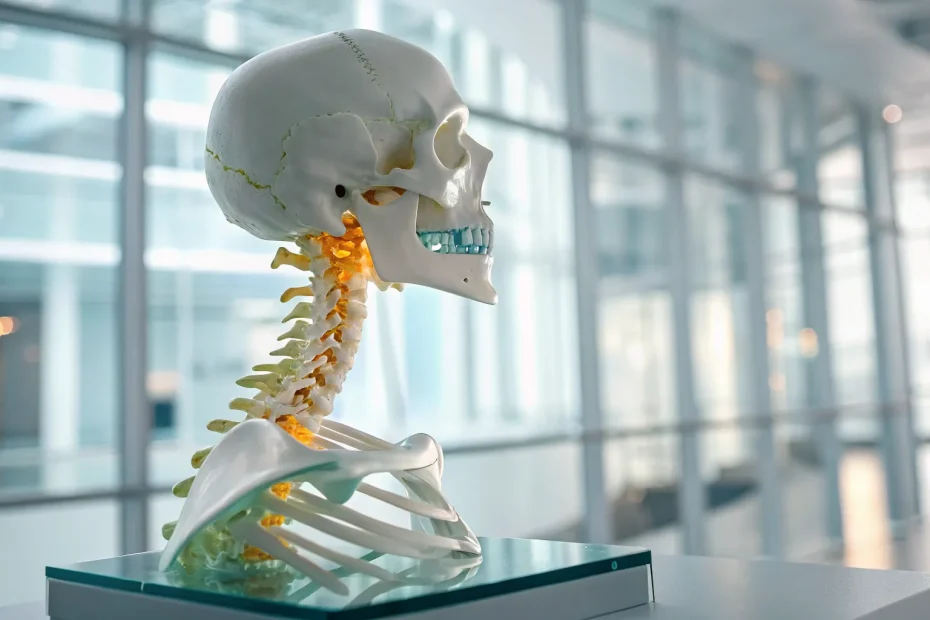Model of the cervical spine, the area treated with stem cell therapy for disc herniation.