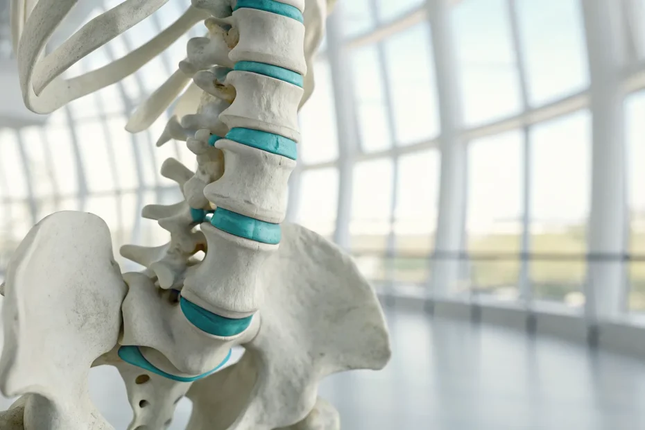 Human spine model showing degeneration that can be treated with stem cell therapy.
