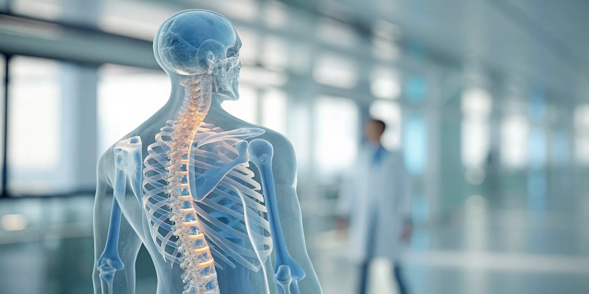 Anatomical model of the lumbar spine showing the target for stem cell therapy.