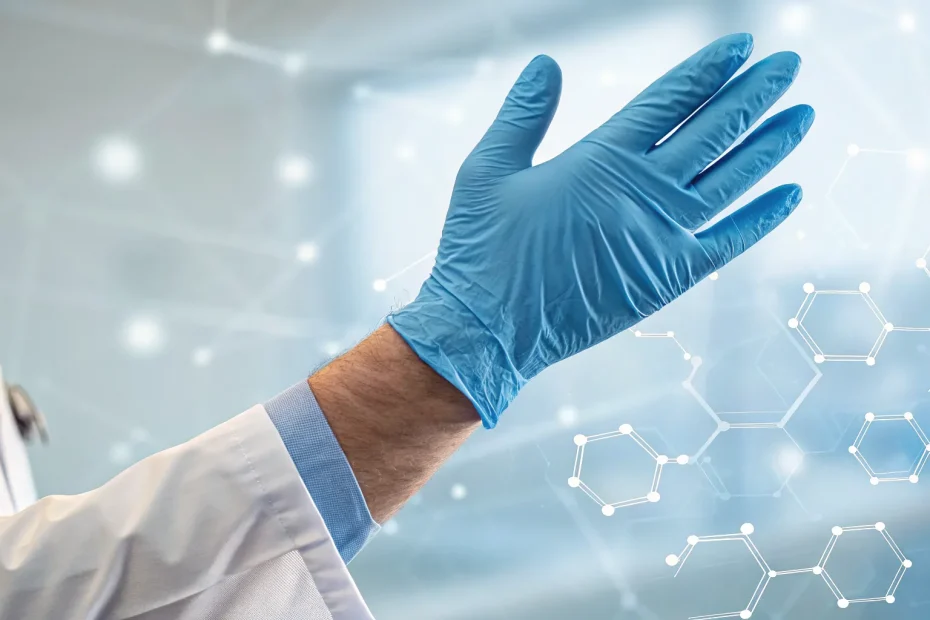 Doctor in a medical glove preparing for stem cell therapy for hand joints.