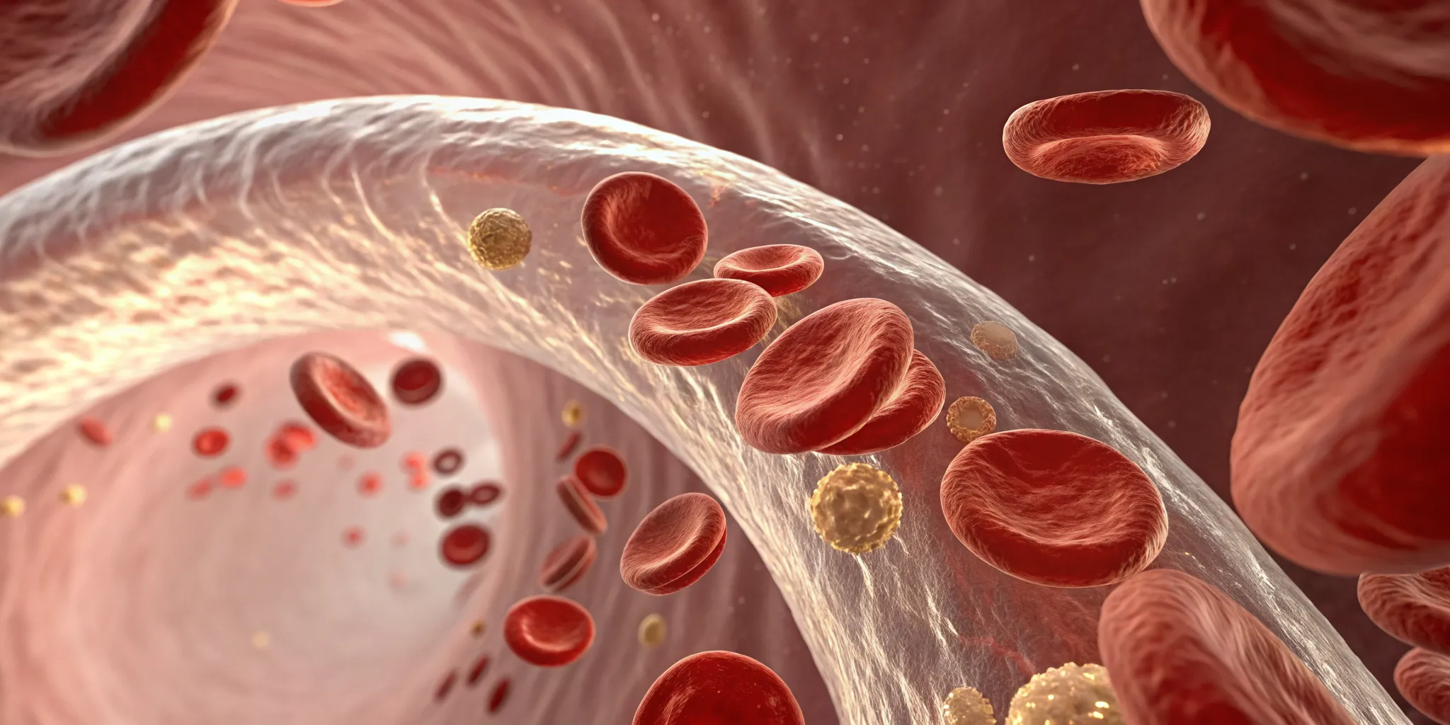 Exosomes working in a blood vessel to repair tissue for erectile dysfunction therapy.