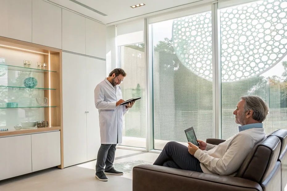 Doctor discussing regenerative treatment for erectile dysfunction with a patient.