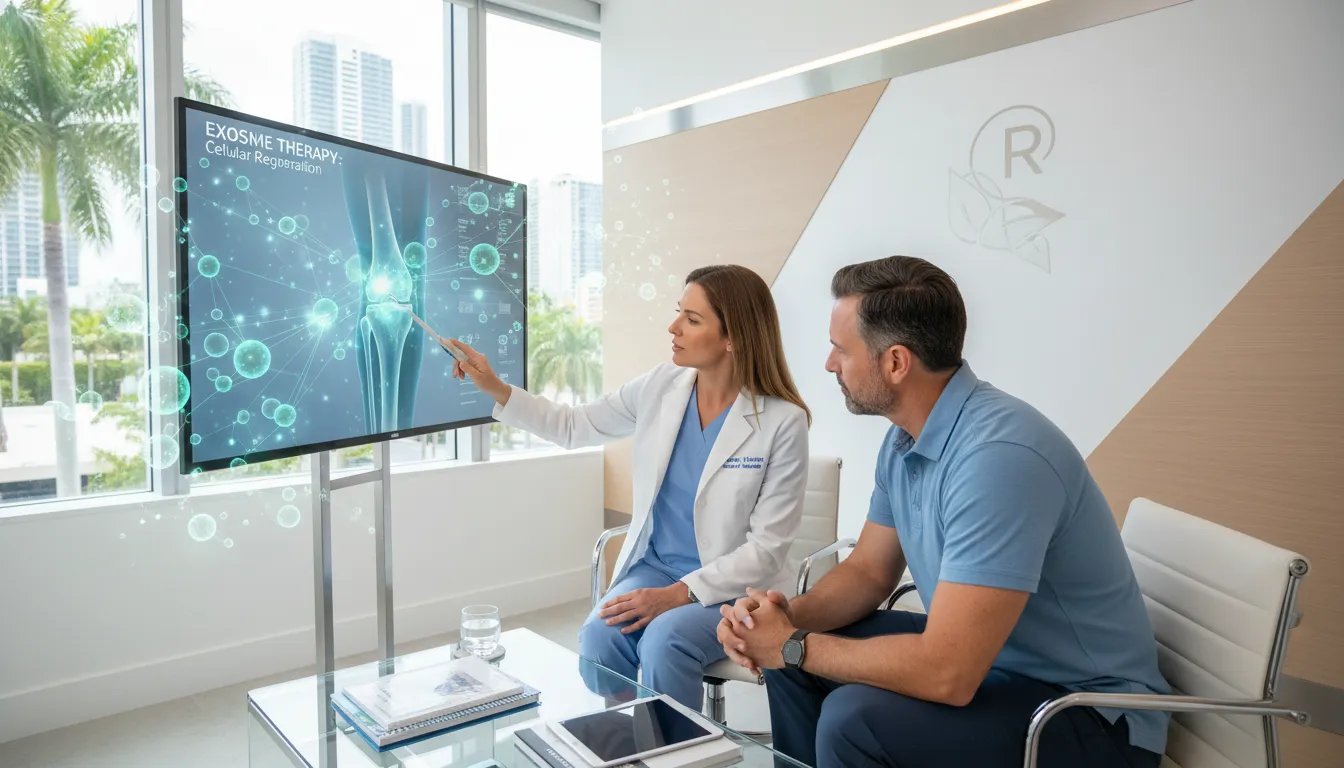 Doctor discussing exosome therapy for knee pain with a patient