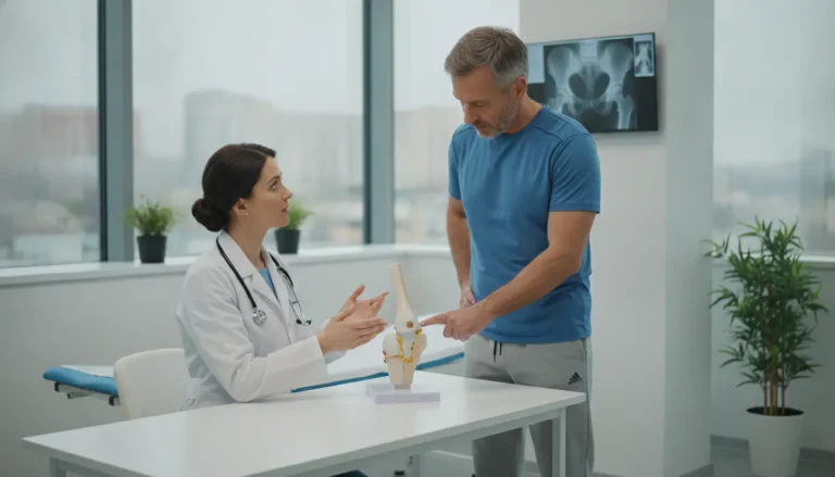 Doctor discussing hip labral tear treatment with a patient