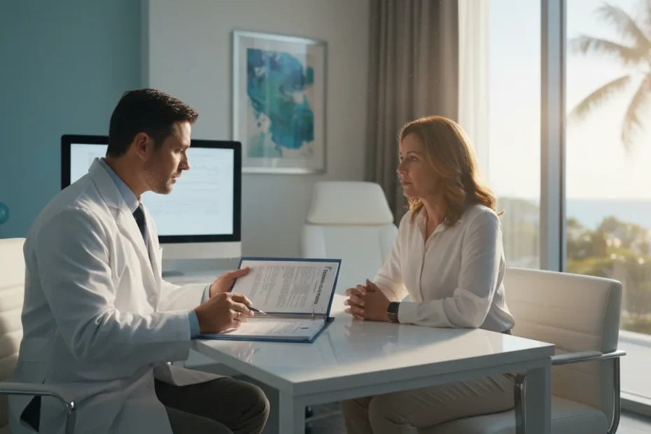 Doctor explaining Florida stem cell therapy law to a patient