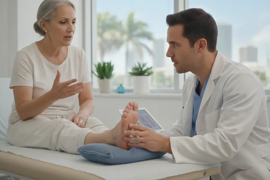 Patient discussing regenerative medicine for ankle arthritis with a physician