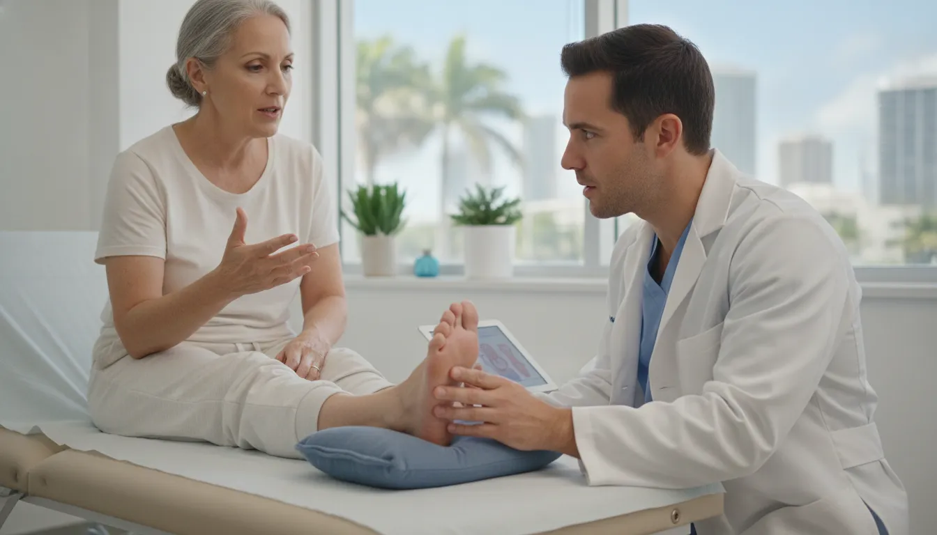 Patient discussing regenerative medicine for ankle arthritis with a physician