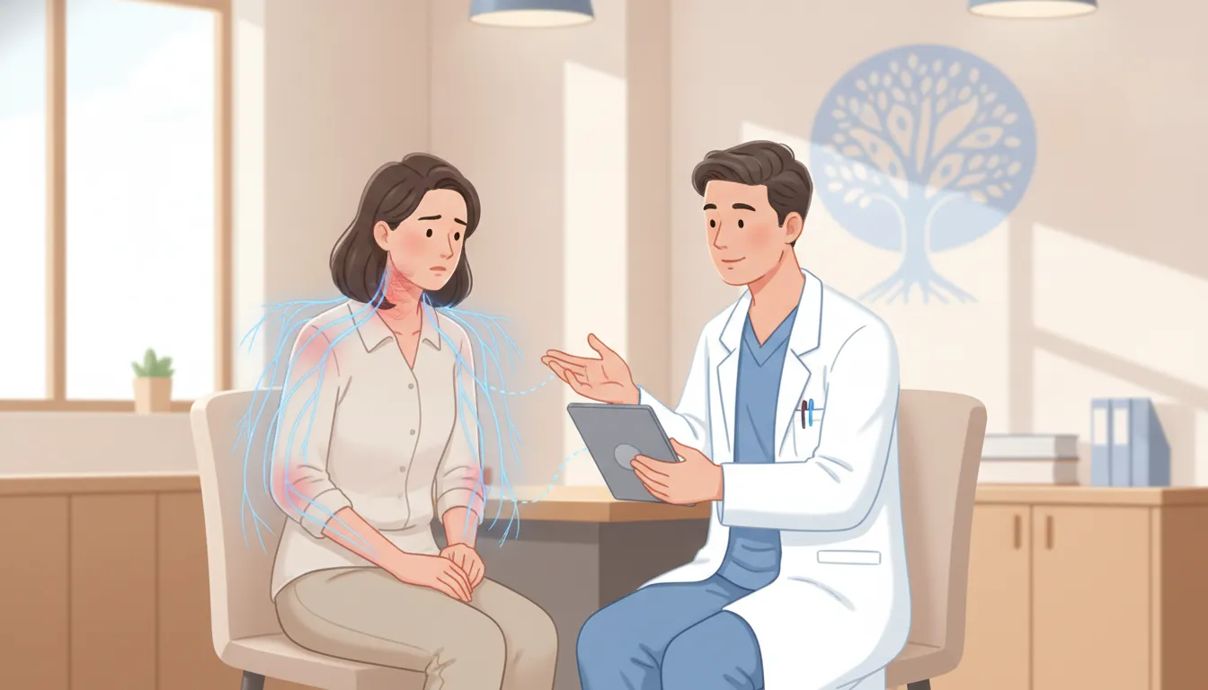 Patient discussing regenerative medicine for fibromyalgia with a physician