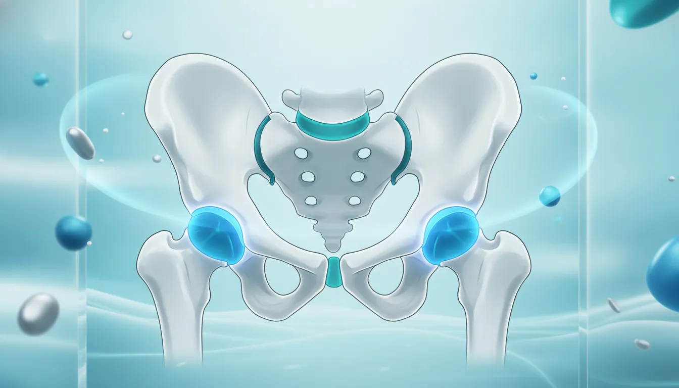 Medical illustration highlighting the sacroiliac joints