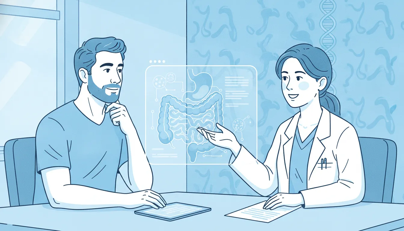 Patient discussing stem cell therapy for Crohn's disease with a specialist