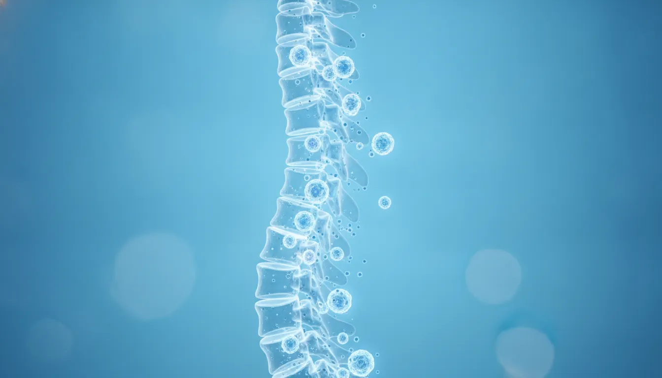 Medical illustration of the cervical spine and regenerative cells