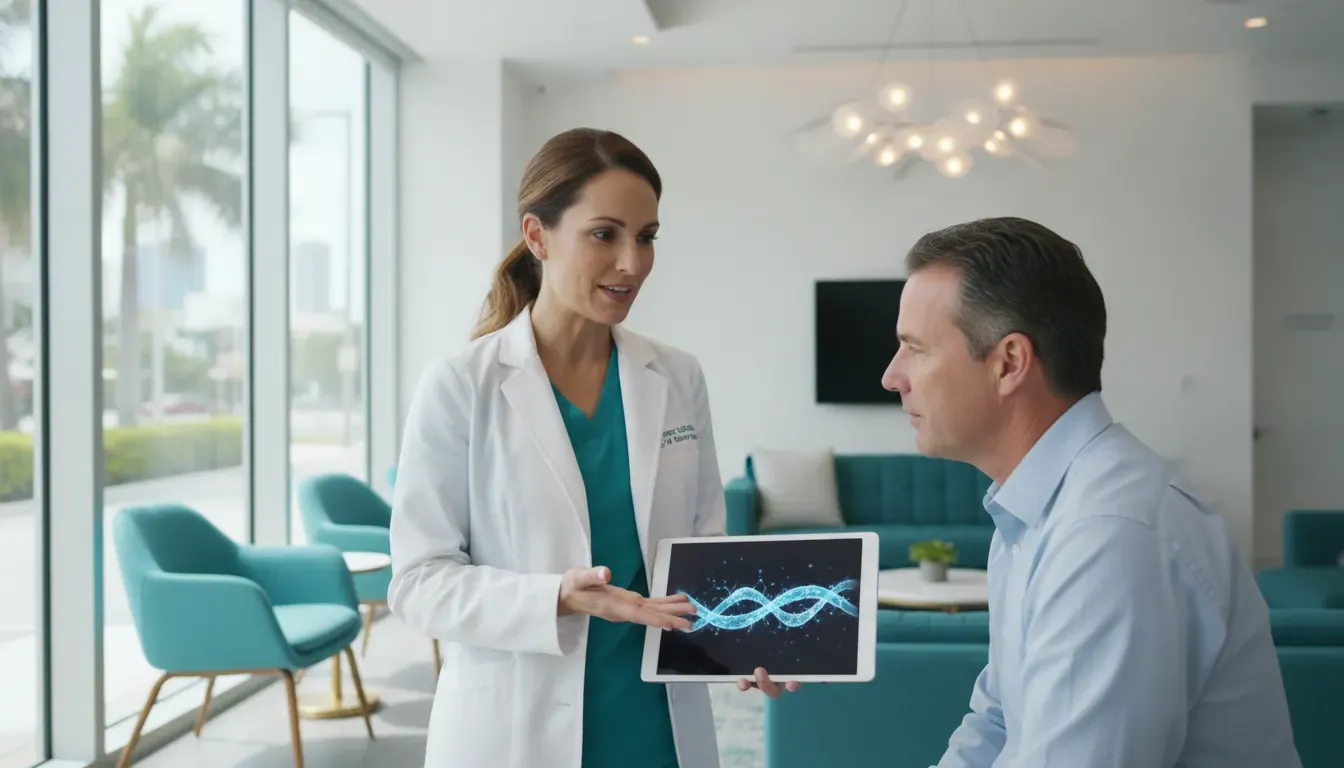 Doctor discussing what peptide therapy is with a patient in Miami