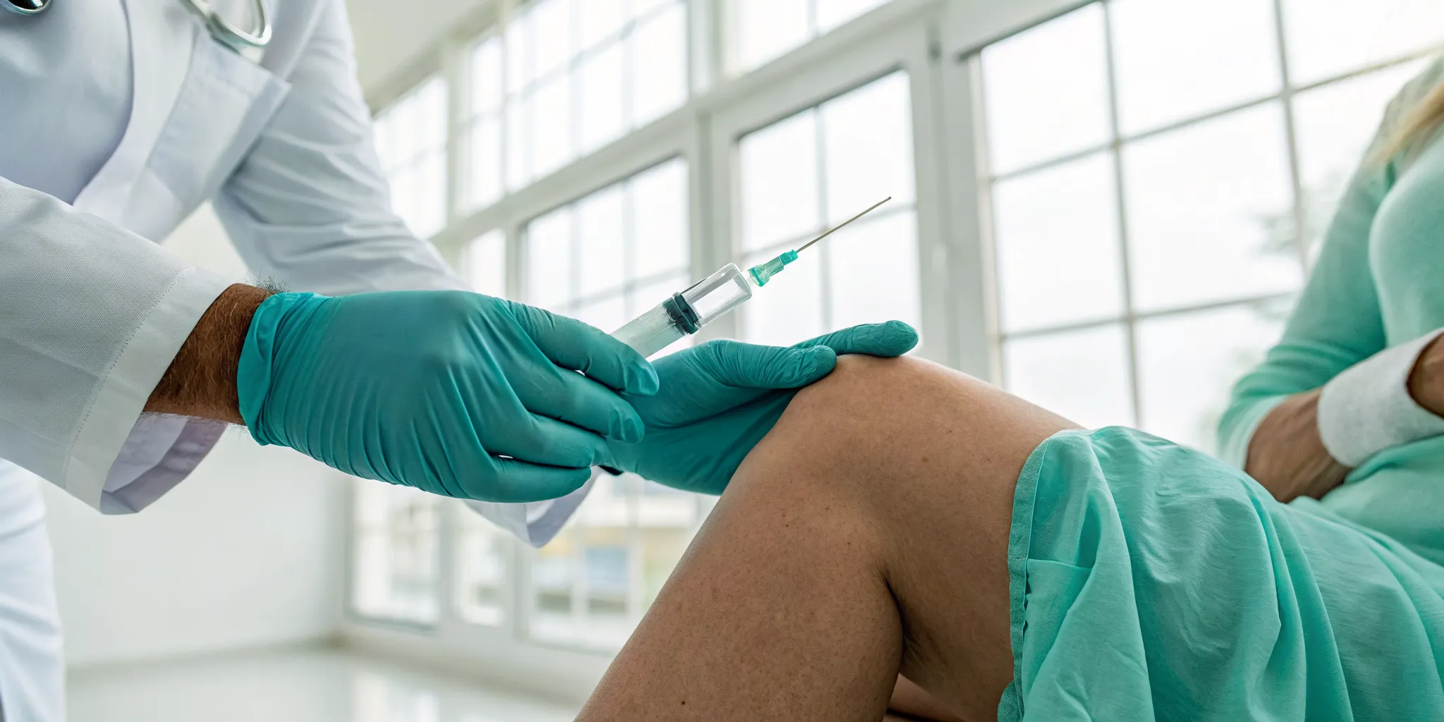 Patient receiving a new knee injection instead of a knee replacement.