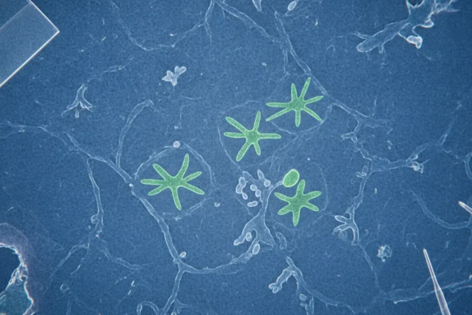 Microscopic view of mesenchymal stem cells in umbilical cord tissue for regenerative medicine therapy