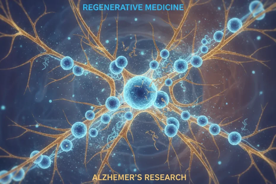 Microscopic visualization of stem cells and neurons in regenerative medicine research for Alzheimer's disease