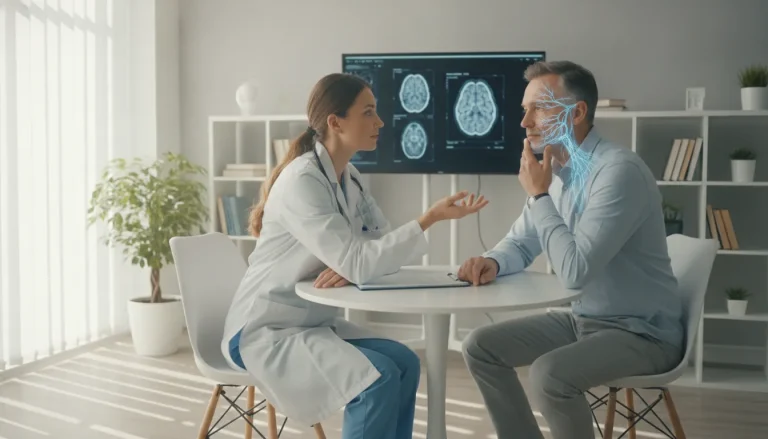 Doctor discussing trigeminal neuralgia treatment options with a patient