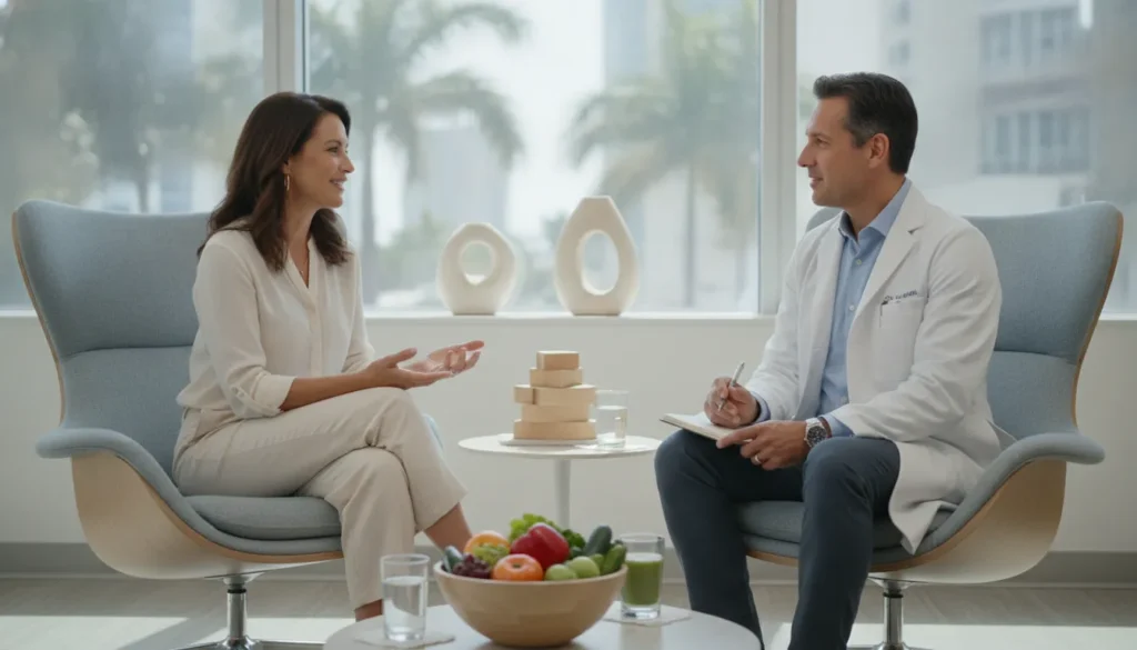 Patient discussing metabolic health with a clinician